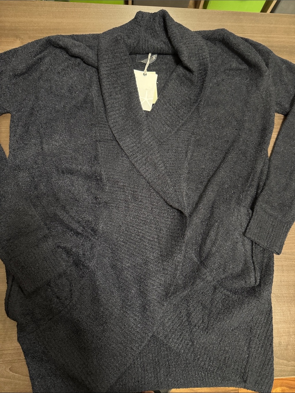 Barefoot Dreams Black Open Front Shawl Collar Cardigan